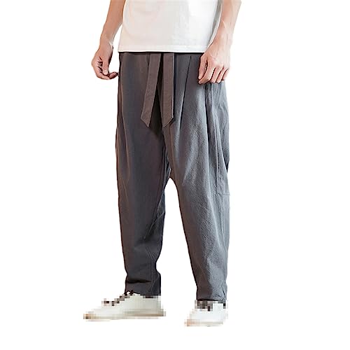 Niiyyjj Männer Elastische Taille Casual Harem Hosen Männlichen Lose Jogginghose Harajuku Gürtel Hosen Streetwear Gray Chinese Size L von Niiyyjj