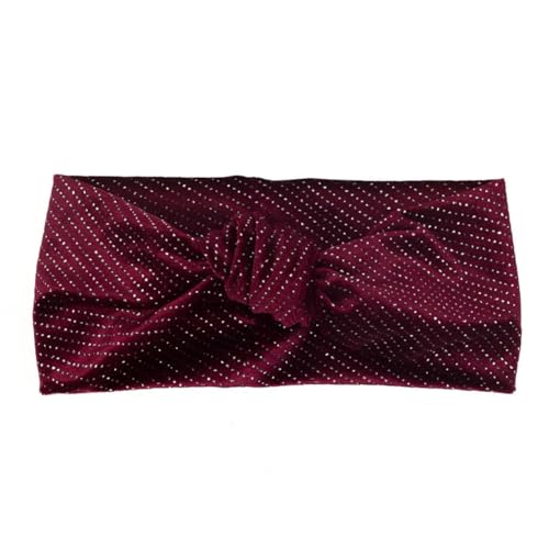 Niiyyjj Modische Haarbänder für Damen, Strass, Baumwolle, weich, geknotet, für Mädchen, dünn, dehnbar, Yoga-Turban, Weinrot von Niiyyjj