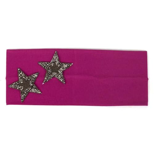 Niiyyjj Modische einfarbige Damen-Stirnbänder, Sterne, Strasssteine, elastisch, flach, leger, grau/rosarot von Niiyyjj