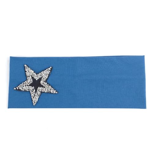 Niiyyjj Modisches Damen-Haarband mit Sternen, Strasssteinen, einfarbig, Turban, elastisch, flach, Blau, Größe L von Niiyyjj