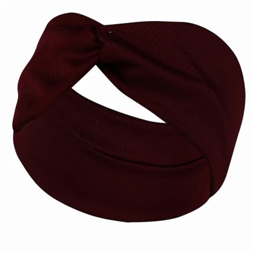 Niiyyjj Solides gestricktes Haarband für Damen, elastisch, für Sport, Yoga, Mädchen, Dunkelrot von Niiyyjj