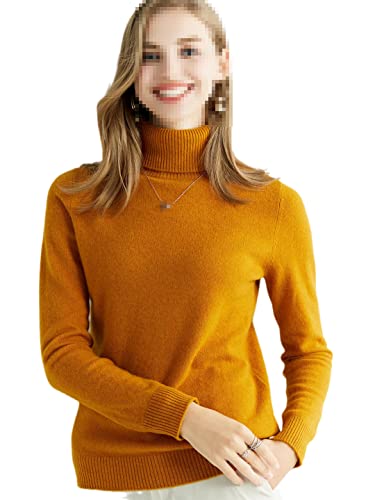 Niiyyjj Strickpullover Kaschmir Pullover Damen Merino Rollkragen Pullover Winter Pullover Top Damen, ingwer, XX-Large von Niiyyjj