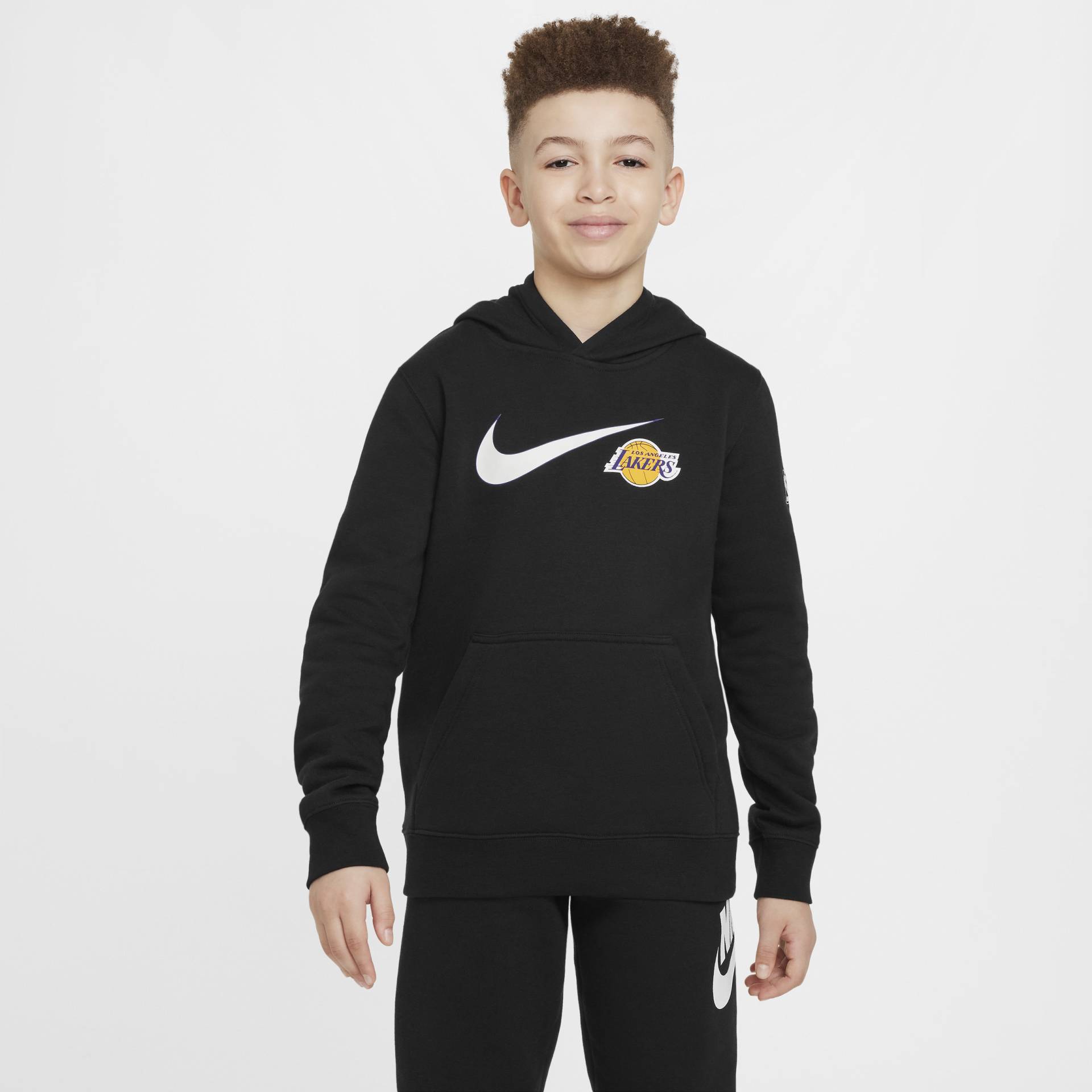 Los Angeles Lakers Club Fleece Essential Nike NBA-Hoodie (ältere Kinder, Jungen) - Schwarz von Nike