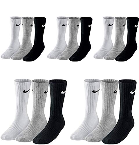 Nike 15 Paar Herren Damen Socken Set Tennissocken Sportsocken Laufsocken Paket Bundle SX4508 Weiß Schwarz Grau, Sockengröße:46-50, Farbe:weiß grau schwarz Nike 15 Paar Herren Damen Socken Set Tennissocken Sportsocken Laufsocken Paket Bundle SX4508 Weiß Schwarz Grau, Sockengröße:46-50, Farbe:weiß grau schwarz von Nike
