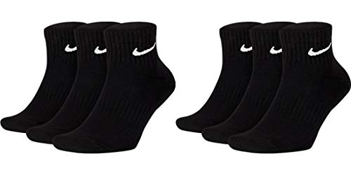 Nike 6 Paar Herren Damen Kurze Socke Knöchelhoch Weiß Schwarz Sparset SX7667 Everyday Cotton Cushioned Ankle Sportsocken Größe 34 36 38 40 42 44 46 48 50, Farbe:Schwarz, Sockengröße:38-42 von Nike