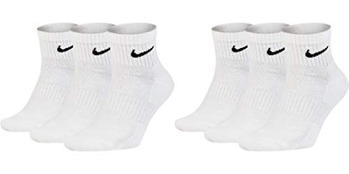 Nike 6 Paar Herren Damen Kurze Socke Knöchelhoch Weiß Schwarz Sparset SX7667 Everyday Cotton Cushioned Ankle Sportsocken Größe 34 36 38 40 42 44 46 48 50, Farbe:weiß, Sockengröße:34-38 von Nike