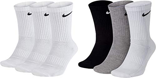Nike 6 Paar Socken Herren Damen Weiß Grau Schwarz Tennissocken Sparset SX7664, Farbe:weiß weiß/grau/schwarz, Größe:42-46 von Nike
