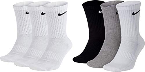 Nike 6 Paar Socken Herren Damen Weiß Grau Schwarz Tennissocken Sparset SX7664, Farbe:weiß weiß/grau/schwarz, Größe:46-50 von Nike