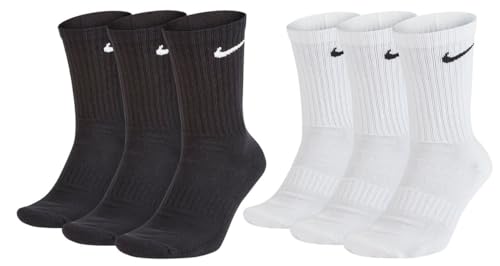 Nike 8 Paar Herren Damen Socken Lang Weiß oder Schwarz oder Weiß Grau Schwarz Set Paket Bundle, Größe:38-42, Farbe:weiß schwarz von Nike