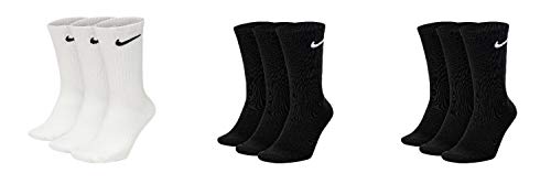 Nike 9 Paar Socken Herren Damen Weiß Grau Schwarz Tennissocken Sportsocken Sparset SX7664 Größe 34 36 38 40 42 44 46 48 50, Sockengröße:42-46, Farbe:weiß/schwarz/schwarz von Nike