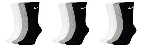 Nike 9 Paar Socken Herren Damen Weiß Grau Schwarz Tennissocken Sportsocken Sparset SX7664 Größe 34 36 38 40 42 44 46 48 50, Sockengröße:46-50, Farbe:grau/grau/grau von Nike