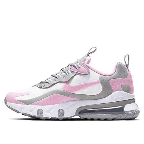 Nike Air Max 270 React (Gs) Sneaker, Blanco/Pink-Lt Smoke Grey-Metallic Silver, 38.5 EU von Nike