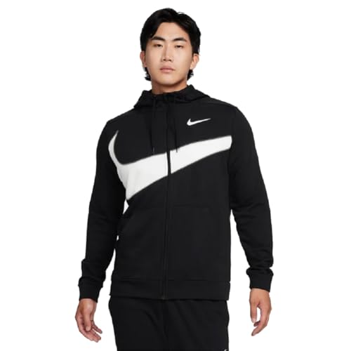 Nike Fleece Dri-FIT Fitness Zip Hoody Kapuzenjacke (DE/NL/SE/PL, Alphanumerisch, L, Regular, Regular, black/white) von Nike