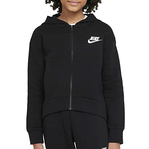 Nike Girls G NSW Club FLC FZ Hoodie LBR Sweatshirt, Black/White, XL von Nike