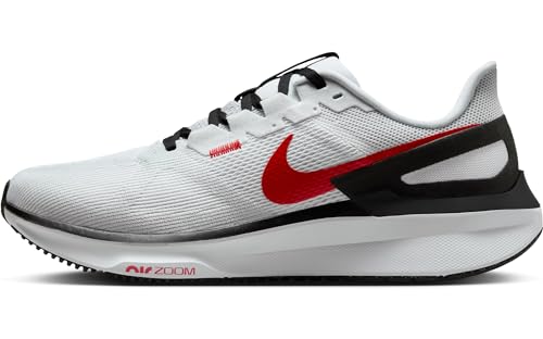 Nike Herren AIR Zoom Structure 25 Laufschuh, White/Fire Red-Black-Lt Smoke Grey, 46 EU von Nike