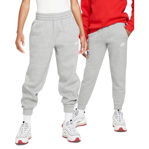 Nike K NSW Club FLC JGGR LBR Pants, DK Grey Heather/Base Grey/Weiß, Small Unisex von Nike