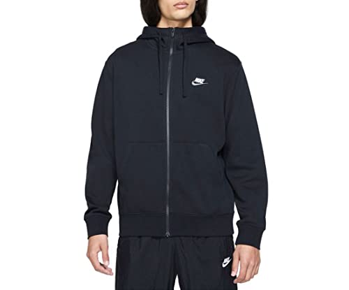 Nike Mens M NSW Club Hoodie FZ BB Sweatshirt, Black/Black/Iron Grey/White, L von Nike