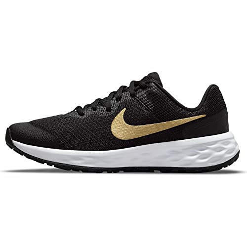 Nike Revolution 6 Adults Walking-Schuh, Black/Metallic Gold-White, Large von Nike