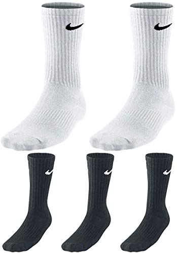 Nike Socken 5 Paar Herren Damen Sparset Tennissocken Sportsocken Laufsocken Paket Bundle, Größe:34-38, Farbe:weiß schwarz von Nike