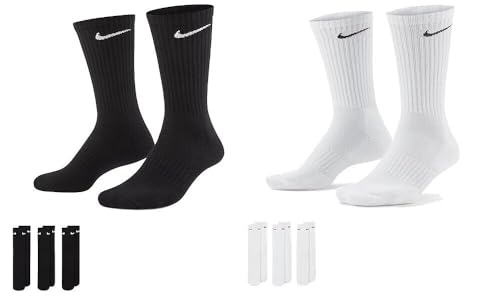 Nike Socken 5 Paar Herren Damen Sparset Tennissocken Sportsocken Laufsocken Paket Bundle, Größe:38-42, Farbe:schwarz weiss von Nike