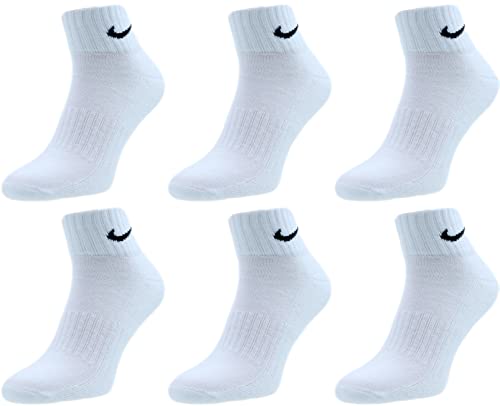 Nike Socken Herren Damen 6 Paar One Quater Socks Kurze Socke Knöchelhoch Weiß Schwarz Gemischt (weiss grau schwarz) Größe 34 36 38 40 42 44 46 48 50, Farbe:weiß, Grösse:38-42 von Nike