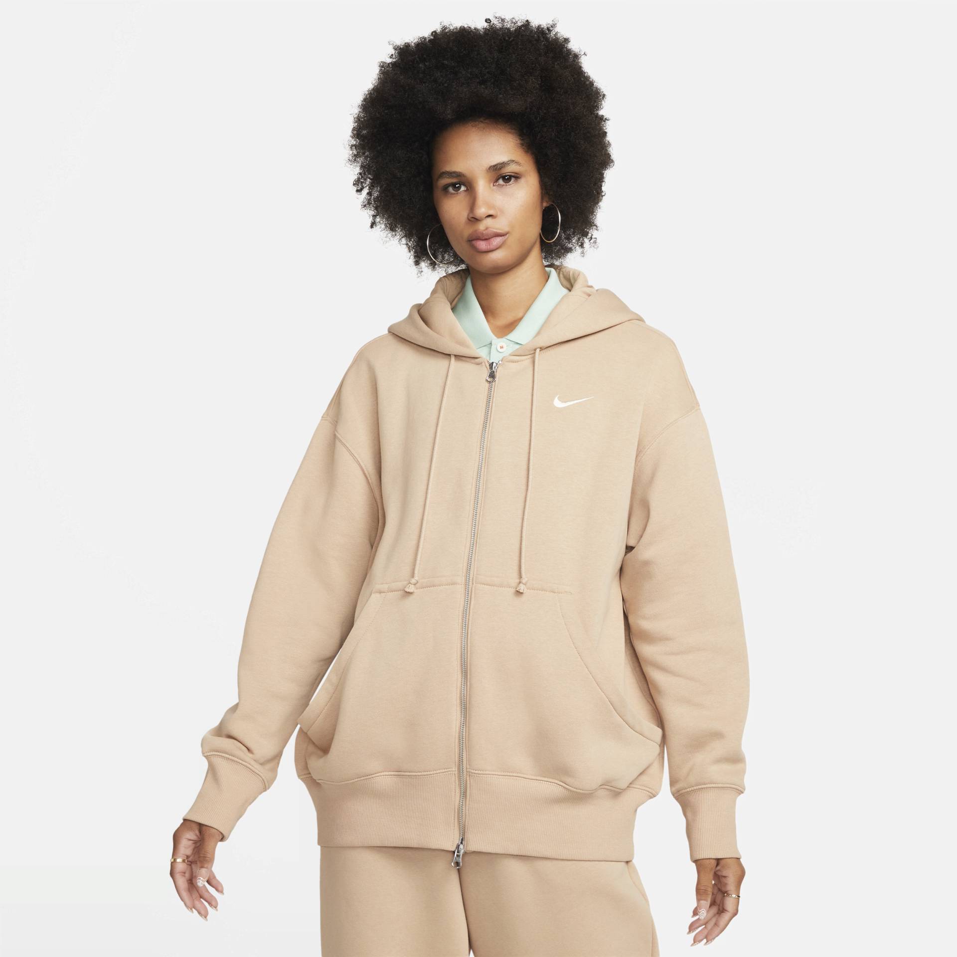 Nike Sportswear Phoenix Oversize-Damen-Hoodie mit durchgehendem Reißverschluss - Braun von Nike