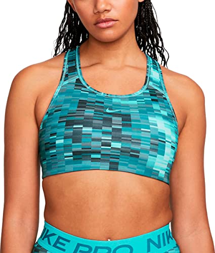 Nike Swoosh Allover Print Tank Top Bra Sport BH (M, Baltic Blue) von Nike