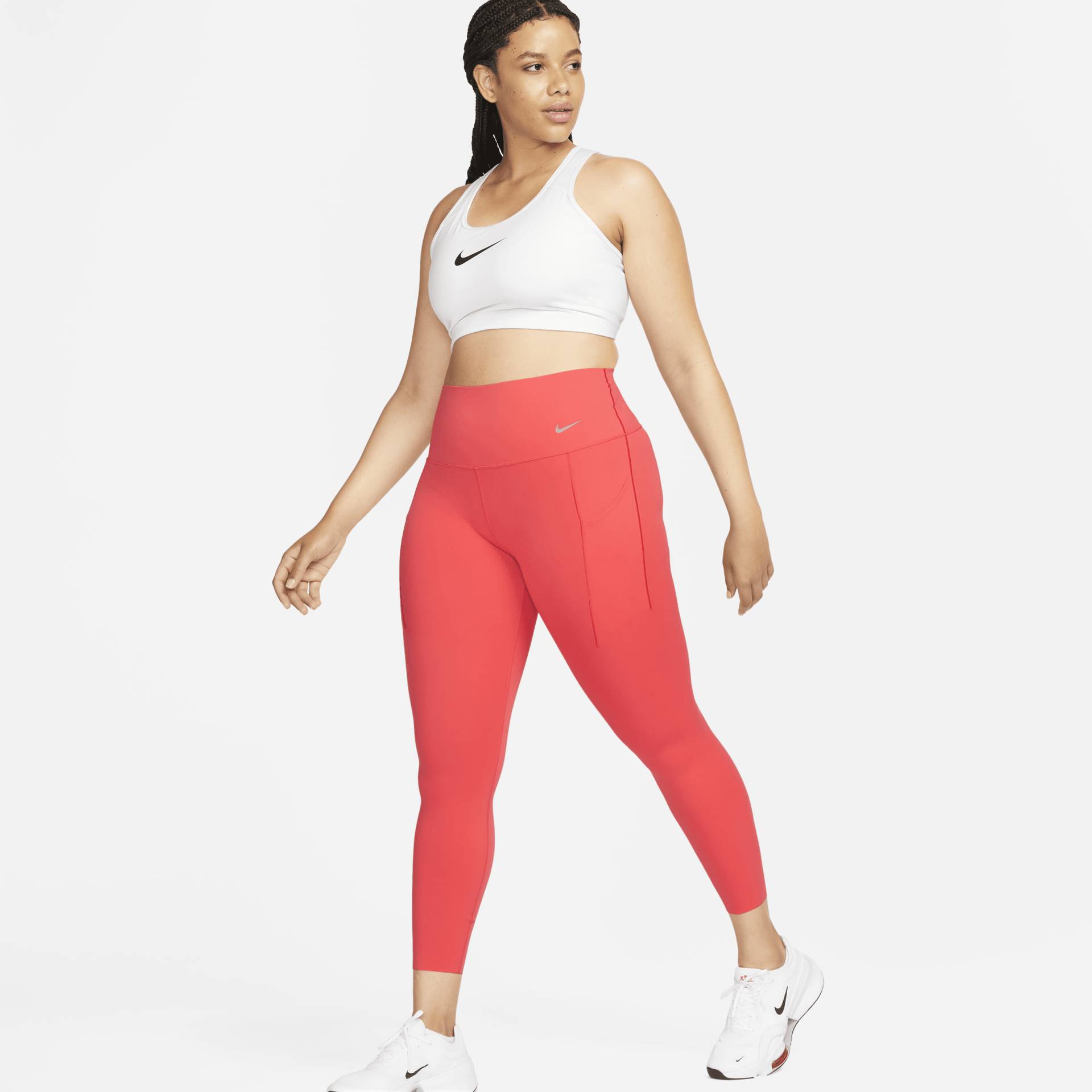 Nike Universa 7/8-Leggings mit Taschen, mittlerem Halt und hohem Bund für Damen - Rot von Nike