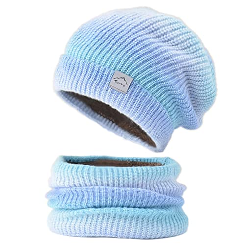 Damen Beanie Mütze Schal Set Mädchen Niedliche Wintermütze Halswärmer Slouchy Strickmütze Schädel Mütze mit Fleece gefüttert Wintergeschenke für Frauen Mädchen Freunde von Niktule