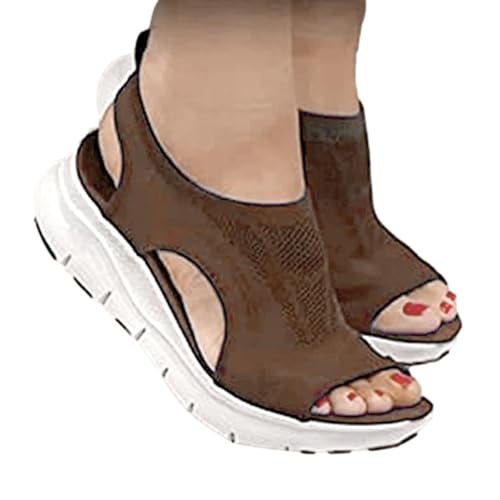 Niktule Orthopädische Sandalen Damen, Sommer Waschbare Slingback Orthopädische Slide Sport Sandalen, Super Bequeme Sport-Stricksandalen, Modische Damenschuhe Aus Mesh Mit Weicher Sohle von Niktule