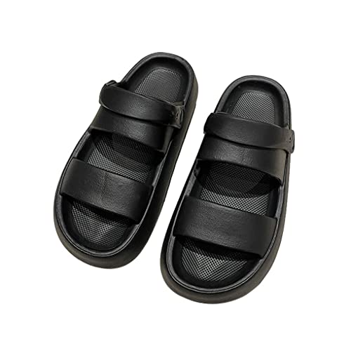 Nilioyul 1 paar Frauen EVA Kühlen Sommer Slipper Mädchen Strand Walking Sandalen Freizeit Zeit Casual Stil Rutschen Flache Ferse Schuhe, Schwarz, Größe 36/37 von Nilioyul