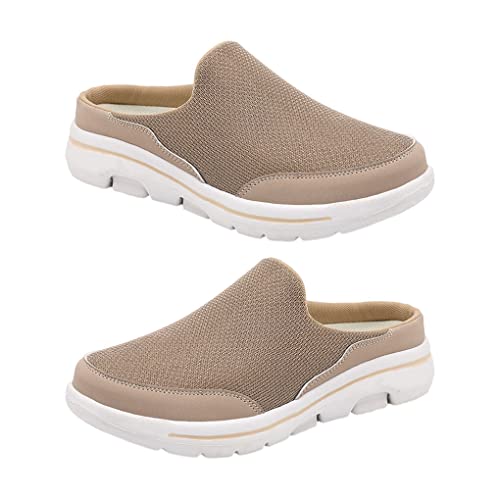 Nilioyul 1 paar Tragbare Casual Stil Rutschen Sommer Reisen Flache Ferse Einfache Design Slipper EVA Sohle Sandale Outdoor Schuhe, Khaki, Größe 35 von Nilioyul