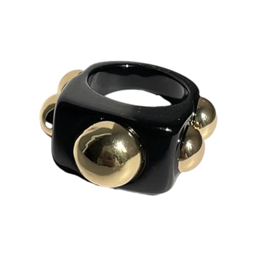 Nilioyul Elegante goldene Moderinge für Frauen zeichnen sich durch Stil aus Arcylic Klobige Ringe Goldmoderinge Accessoires Langlebig, Schwarz von Nilioyul