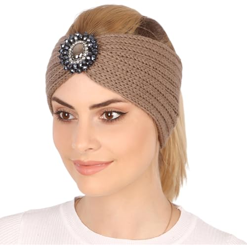 Nilioyul Gestricktes Stirnband für Damen, atmungsaktiv, schweißabsorbierend, bequem, multifunktional, Ohrenwärmer, Kopfwärmer, Polyester, Khaki von Nilioyul