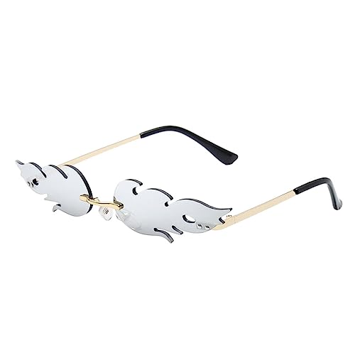 Nilioyul Langlebige und atmungsaktive Brille für Feuerbegeisterte, Sonnenbrille, rahmenlos, Flamme, winddicht, modisch, wasserdicht, Goldsplitter, Goldsplitter von Nilioyul