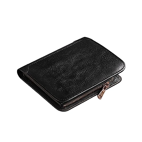 Nilioyul Männer Luxus Leder Brieftasche Vintage Stil Kreditkarteninhaber Männliche Rindsleder Tasche Geldbörse RFID Reißverschluss Handtasche Schlüssel Tasche, Schwarz von Nilioyul