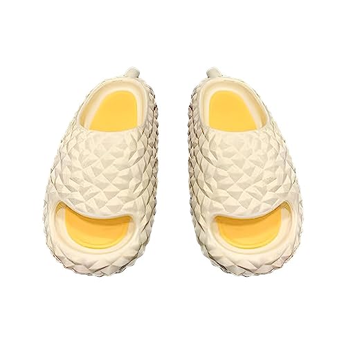 Nilioyul Mode Niedlichen Durian Hausschuhe Plattform Schuh Weichen Komfort Casual Hausschuhe Frau Strand Sandalen Badezimmer Rutschen, Durian White, 36 37 von Nilioyul