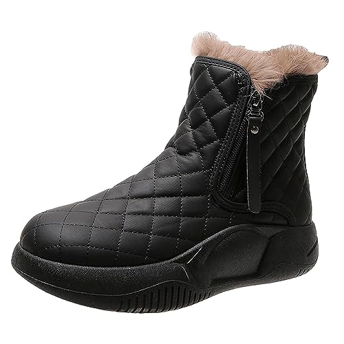 Nilioyul Schicke Winter Schneestiefel, kuschelig gefütterte kurze Stiefel für Trekking Wanderer im Winter, Schwarz, 36 Yard von Nilioyul