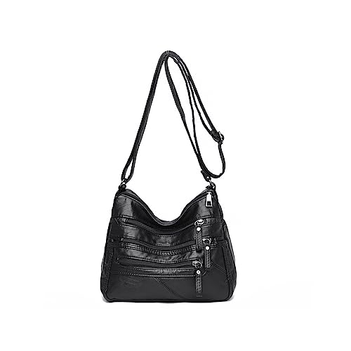 Nilioyul Stilvolle Designer Handtaschen – leichte und bequeme Tragetasche für erwachsene Frauen, PU Umhängetaschen für Damen, Messenger Tasche, Schwarz, 1 von Nilioyul