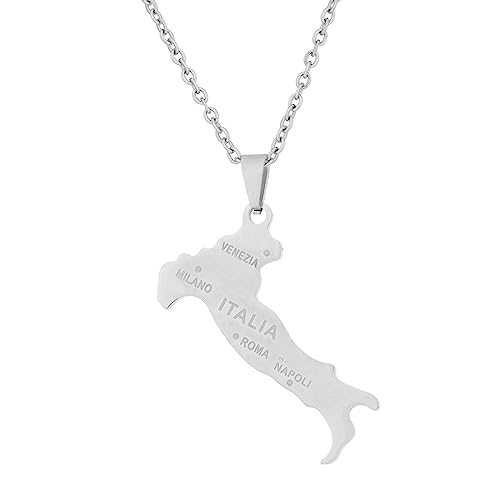 Nilioyul Traditionelle italienische Landkarte Anhänger Trendy Freundschaftskette Mädchen Männer Patriotische Halsketten Schmuck Geschenke, Silber von Nilioyul