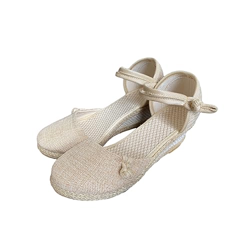 Nilioyul Trendige und umweltfreundliche Hanf gewebte Sandalen für Damen – kohlenstoffarme und nachhaltige Leinen Sandalen aus Stroh und Hanfseil für Damen, Beige, fünf"und"dreißig von Nilioyul