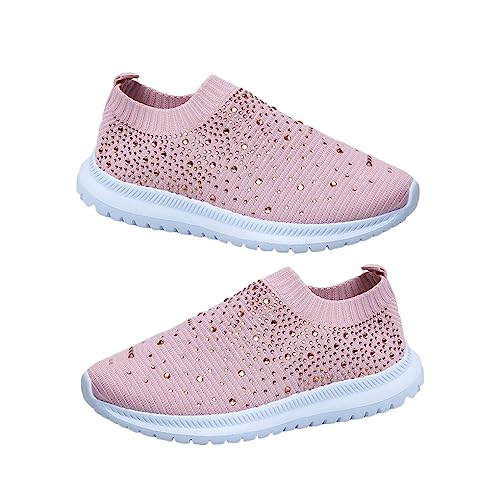 Nilioyul Weibliche Mesh Turnschuhe Mode Schuhe Casual Sport Strass Trainer Sommer Atmungsaktive Bequeme Unterseite Zu Fuß Damen, Rosa, DREI"und"vierzig von Nilioyul