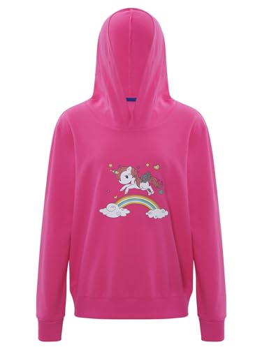 Nimiya Kinder Mädchen Hoodie Einhörner Kapuzenpullover Pferde Pullunder Langarm Sweater Oberteil Sportshirt Freizeitanzug Gr. 98-176 F Hot Pink 122-128 von Nimiya