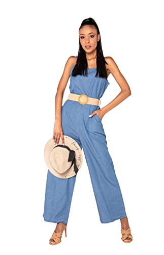 Nina Carter 8239 Damen Jeans Jumpsuit Sommer Overall (L, Blau (8236)) von Nina Carter