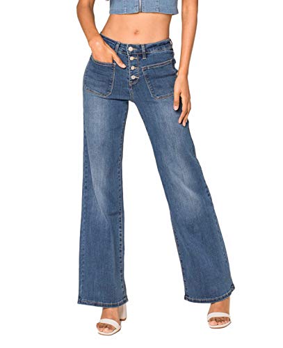 Nina Carter Art. P139 Damen Jeanshosen Flared Bootcut High Waist (Blau (P139-1), S) von Nina Carter