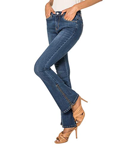 Nina Carter Art. P151 Damen Jeanshosen Flared Bootcut Zip Jeans (Blau (P151), XS) von Nina Carter
