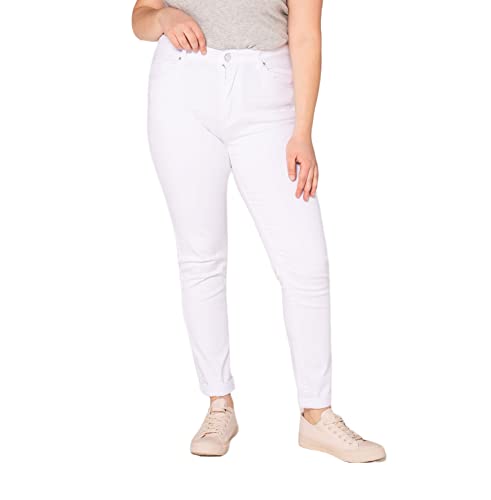 Nina Carter Damen Jeanshosen großen Größen Stretchjeans Plus Size Jeans Used-Look Denim Hose, Weiß (P199-2), L von Nina Carter