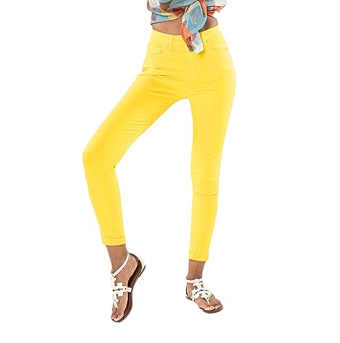 Nina Carter P056 Damen Jeanshosen Skinny Fit Jeans High Waist, Sonnengelb (P109-22), XL von Nina Carter