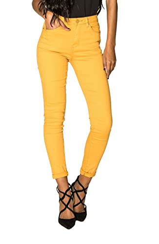 Nina Carter P056 Damen Jeanshosen Skinny Fit Jeans High Waist (Senfgelb (P109-4), L) von Nina Carter