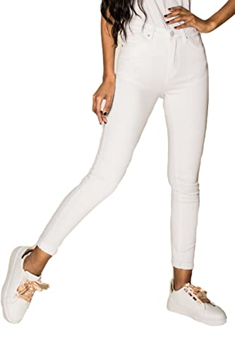 Nina Carter P056 Damen Jeanshosen Skinny Fit Jeans High Waist (Weiß (P109-2), S) von Nina Carter